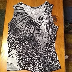 Blu Sage sleeveless jungle animal print blouse 1X